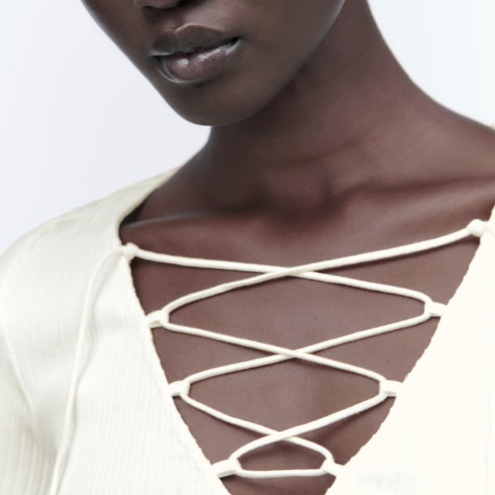 Zara Tied Ribbed Top - Picture 3 of 7